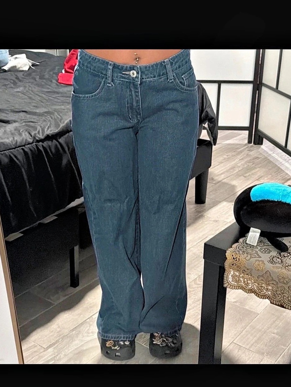 SHEIN Women's Blue Wide Leg Jeans petite
